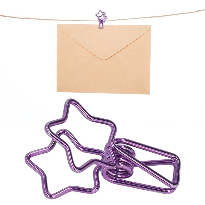 100pcs Star Binder Clips Cute Cartoon Hollow Strong Clamping Force