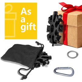 FZENeast Christmas Stocking Stuffer, 1 PCS 18-in-1 Stainless Steel Snowflake Standard Multitool, Dad Gifts for Men, Christmas Gift (Black)