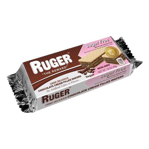 RUGER Sugar Free Chocolate Wafers 1.6 Ounce (Pack of 12)