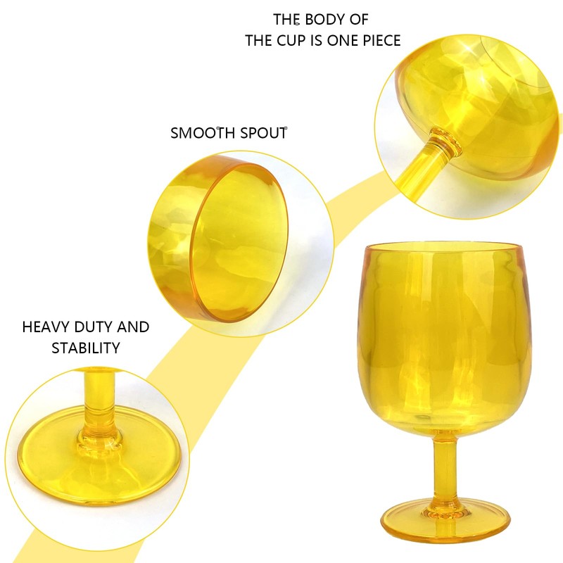 Yalin Set of 6 Unbreakable 12 oz Acrylic Plastic Wine