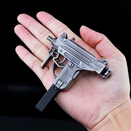EOTHRT 1:3 UZI Keychain Novelty Men Gun 5.9 inch Submachine Key Ring Craft Pendant Birthday Gifts For Boyfriend and Husband