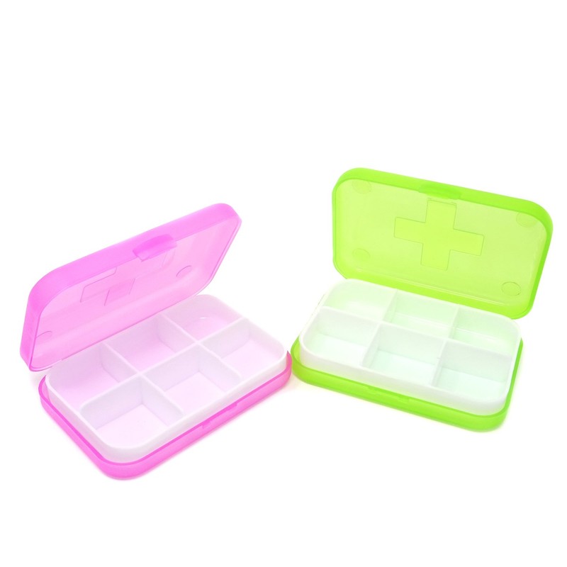 Honbay 4PCS 6 Compartments Waterproof Plastic Pill Organizer Box Case