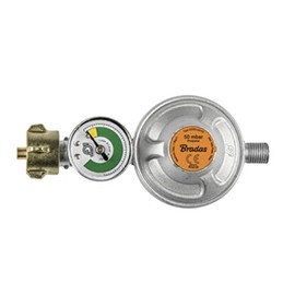 Gas Pressure Regulator, 50 mbar, 1.5 kg/h with Manometer for Home Use