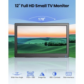 Eyoyo CCTV Monitor 12 Inch Small Computer Monitors 1920x1080P Mini LED Display with HDMI VGA AV BNC USB Ports IPS Screen Security Monitor Built in Speaker for Home Office