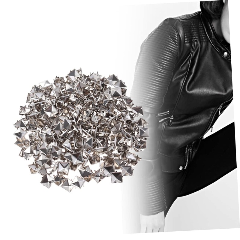 COHEALI 200pcs 10mm Square Metal Studs Spikes for DIY Punk