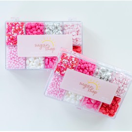 Sugar Shop 8 Mix Assorted Hearts Sprinkles for Decorating Cakes, Cupcakes, Cookies and More (Pinks, Red, White, Silver and Valentine’s Sprinkles)