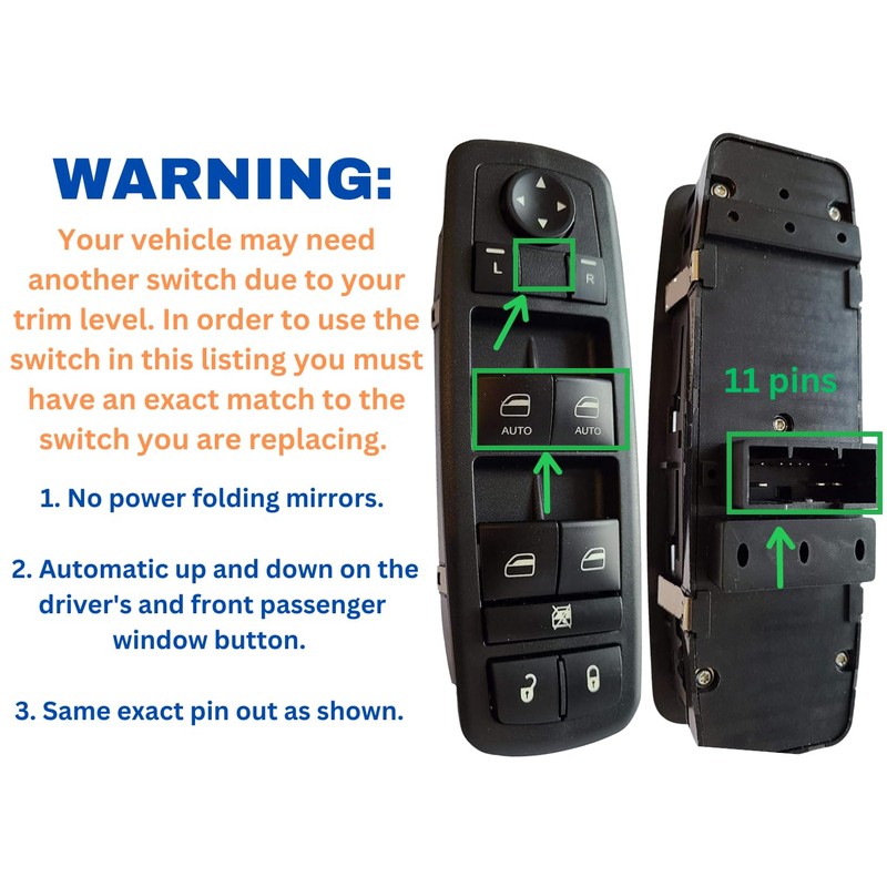 SWITCHDOCTOR Window Master Switch compatible with 2016-2022 Ram 1500 2500