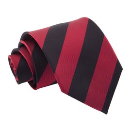 DQT Stripe Patterned Casual Business Party Work Classic Neck Tie for Men in Burgundy and Black
