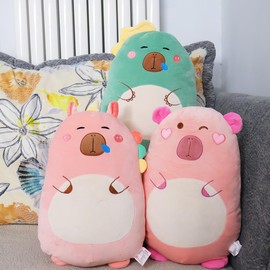 Kekeso Capybara Plush Pillow Stuffed Capybara Animal Hugging Pillow 17.71inch Cute Capybara Body Pillow Sleeping Pillow for Kids(Capybara,Pink)