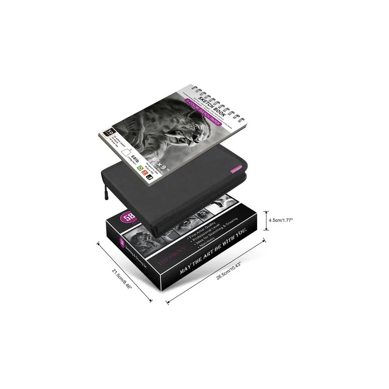 Kit De Dibujo, 58 Unidades, Juego De Lápices Para Bocetos