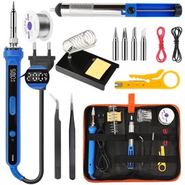 Ltkolben Set 100 W, LED Lt Piston with Temperature Control 180-520C, Soldering Kit with On/Off Switch, 50 g Litter Wire, 5 Litre Tips, Discharge Pump, Lt Piston Stand, Tweezers