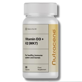 Nutracene Vitamin D3 3000 IU & K2 100µg (MK7) | High Strength Bone & Immune Support | Optimal Calcium Absorption | Vegan-Friendly, UK Made, 60 Capsules
