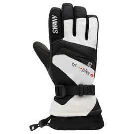 Swany Men's X-Change Sports Moisture-Wicking Quick-Drying Warm Durable Flexible Leather Winter Gloves, White/Black, Medium
