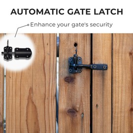 Heavy Duty Self Locking Gate Latch for Pool, Kennels, Wooden Fence, Vinyl & Metal Gates - Automatic Gate Latch - Gravity Security Latch with Nylon Rope Pull - 7.5"