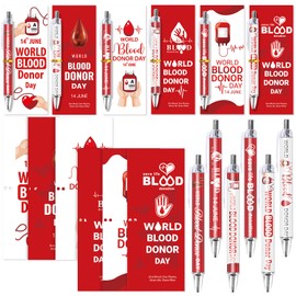 Ouvibor 50 Sets World Blood Donor Day Favors Gifts Includes 50 Blood Donor Day Ballpoint Pens and 50 Bookmarks for Blood Donor Awareness Day Party Favors Supplies