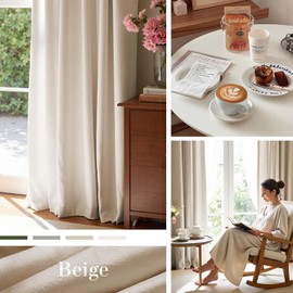 Lazzzy Velvet Blackout Curtains Thermal Insulated Room Window Drapes Super Soft Luxury Curtains for Living Room Bedroom Rod Pocket 2 Panels, Beige, 52" W x 84" L