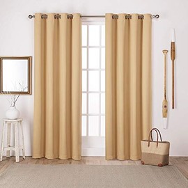 Exclusive Home Curtains EH7983-05 2-108G Sateen Twill Woven Blackout Grommet Top Curtain Panel Pair, 52x108, Sundress Yellow, 2 Piece