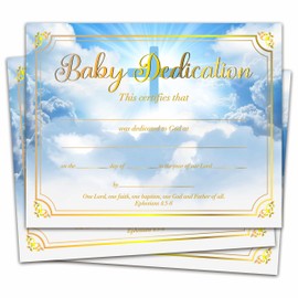 Baby Dedication Certificate, Blue Cross Certificates of Baby Christening Dedication, Baby Dedication Gifts for Baby Boys Girls, 25 Pcs Baptism Certificates for Church -08