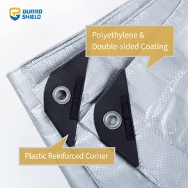 GUARD SHIELD Silver Tarp Waterproof 10x12 Feet Medium Duty All Purpose Poly Tarps Cover 7mil