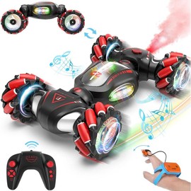 Gesture Sensing RC Stunt Car, 2.4Ghz 4WD Hand Controlled RC Car with Light & Music & Spray, Double-Sided 360° Rotating Gesture RC Car