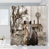 Horse Shower Curtain Rustic Farm Animal Bathroom Curtain Farmhouse Windmill