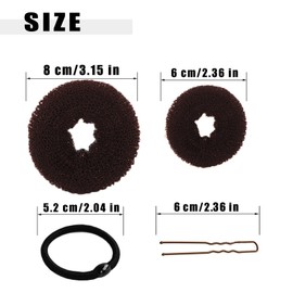 10 Pcs Hair Bun Maker - Donut Bun Maker for Hair(5 medium and 5 small),Ballet Bun for Women and Kids with Elastic Hair Ties, Hair Pins(Brown)