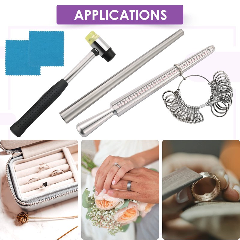 AMGSH Ring Mandrel Sizer Tool with Metal Mandrel Finger Sizing