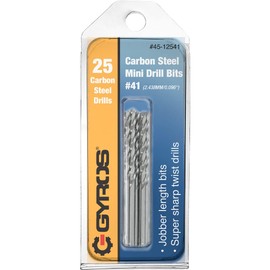 GYROS 25 PCS #41 Micro Drill Bit Set – Small Drill Bits for Jewelry, Plastic, Resin, & Soft Metal – Carbon Steel Wire Gauge Mini Twist Drill Bit Set for Pin Vise Hand Drill & Rotary Tool