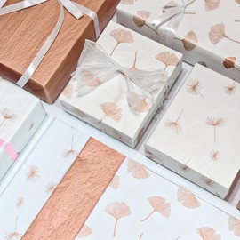 LIAPAWPAW 30 Sheets Rose Gold Tissue Paper for Gift Bags, Metallic Ginkgo Leaves Dandelion Gift Wrapping Tissue Paper Bulk, Elegant Art Tissue for Graduation, Birthday Party Weddings,19.7x13.8inch
