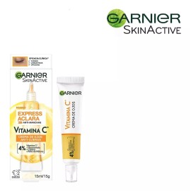 Crema para ojos Garnier Skin Active express aclara vitamina C antiojeras 15 ml Contorno De Ojos Garnier  Express Aclara Vitamina C 15 Ml