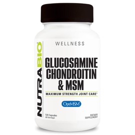 NutraBio - GLUCOSAMINE CHONDROITIN & MSM - 120 Capsules