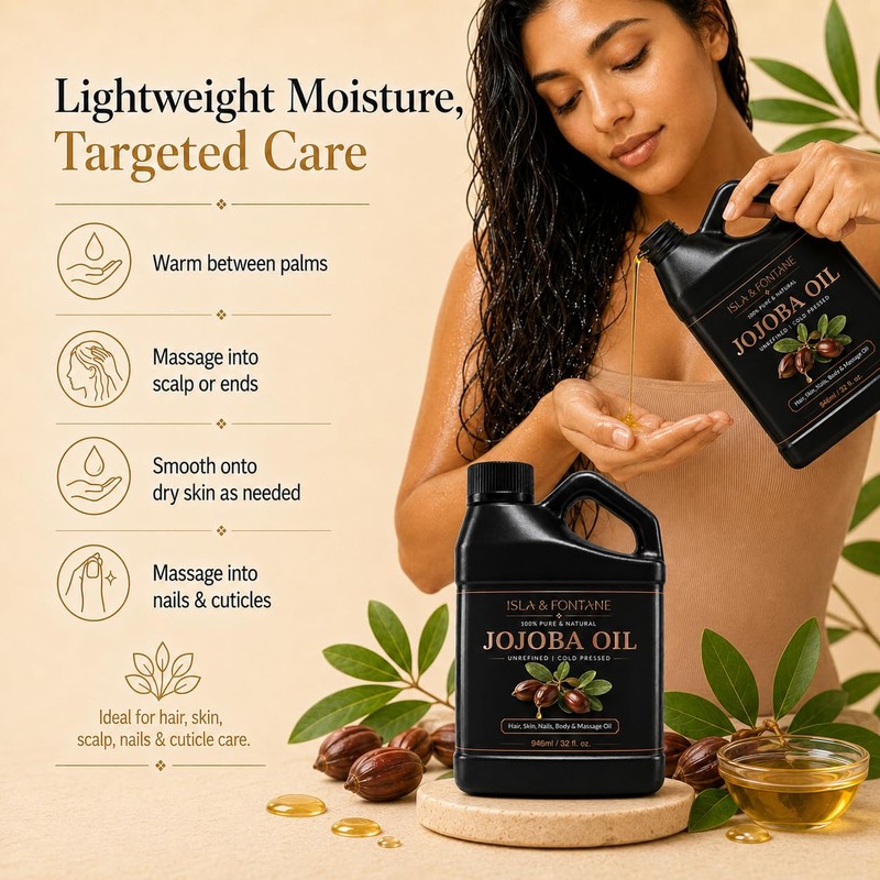 Jojoba Oil, 100% Pure, Cold Pressed, Unrefined, 32 fl oz