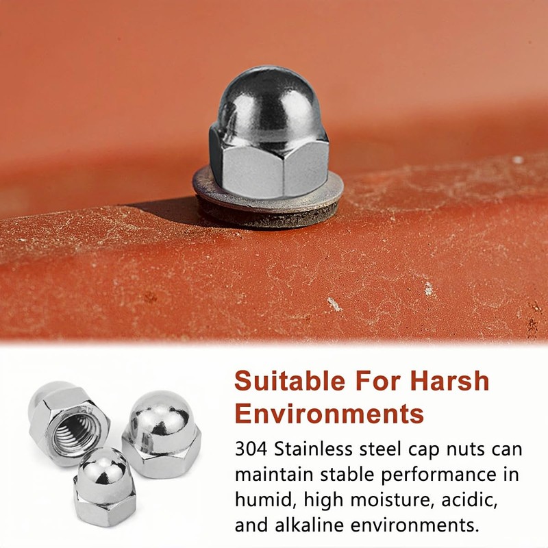 Drenky Acorn Nuts M8 Silver Stainless Steel A2 V2A Acorn