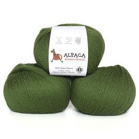 Juego de 3 madejas de lana de alpaca 100% para bebé, peso DK, fabricado en Perú, suave y perfecto para tejer y ganchillo (verde hoja, DK)