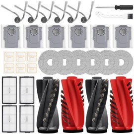 34-Piece Accessory Kit for Roborock Saros 10R Robot Vacuum 4 Main Brushes, 4 HEPA Filters, 6 Mop Pads, 6 Dust Bags, 6 Fragrance Tablets, 6 Side Brushes, 1 Cleaning Brush, 1 Screwdriver