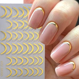 8 Sheets French Nail Art Sticker 3D Streak Line Nail Decals Reflective French Nail Art Supplies Geometric Lines Nail Art Stickers Wave Swirl Stripe Nail Decals Nail Supplies