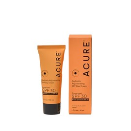 Acure | Crema facial rejuvenecedora FPS 30 | Ayuda a minimizar la apariencia de poros | Con zinc y ácido ferúlico, 30 ml