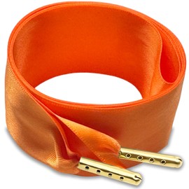 RSAJHTRY Satin Ribbon Shoe Laces Women, 38mm Wide Flat Orange Silk Shoelaces 47.2 Inch (2 Pairs)