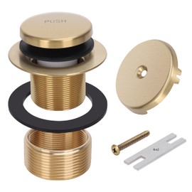 PRIMSOPH Tip-Toe Tub Drain Trim Kit with One Hole Overflow Faceplate Conversion Kit Assembly Universal Fine Coarse Thread Replacement Brushed Gold
