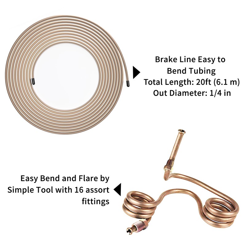 MuHize Copper Nickel Brake Line Repair Kit - Upgraded 1/4