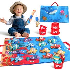 jerryvon Toy from 1 Year - Fishing Game from 1 2 Years Montessori Baby Toy Children's Toy for 6 12 Months Children Fish Fishing Game from 1 Year Gifts Educational Games Motor Skills Toy from 1 Year