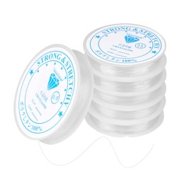DOETYD 6 Rolls 0.5mm Clear Elastic Thread Clear Craft Making String for Craft Durable Bracelet String for Bracelet Beading and Necklace Making