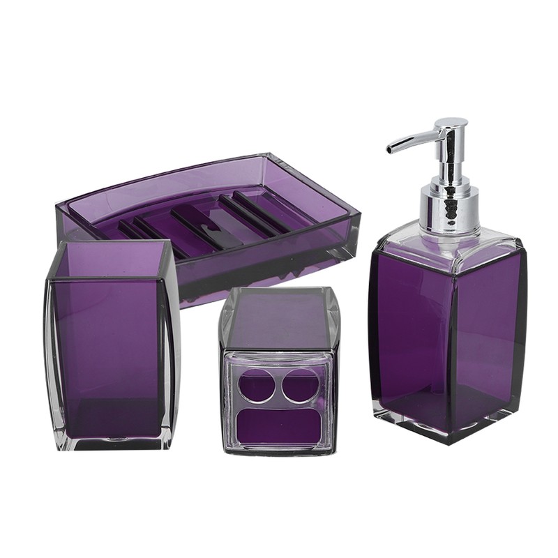 4Pcs/Set Acrylic Bathroom Accessory Set Toothbrush Soap Dish Holder for