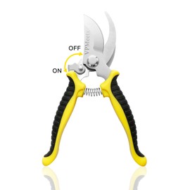 VPMeetx Secateurs Pruning Scissors - Professional High Carbon Alloy Steel Garden Shears Bypass Pruning Shears Lightweight Hand Pruner with Locking Mechanism (Yellow Secateurs)