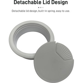 Bntyok Desk Grommet 2 Inch 2pcs Sturdy Plastic Desk Hole Cover for Cables Detachable Desk Hole Grommet for Organizing Home & Office Table Cables - White