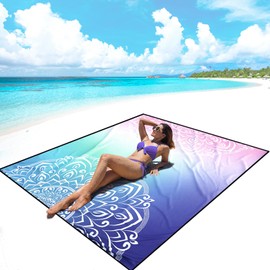 AISPARKY Beach Blanket Waterproof Sandproof, Oversized Large Beach Mat 79" X 83"/120"x108" for 1-8 Adults, Quick Drying&Compact&Lightweight, Picnic Mat Vacation Essentials for Beach Camping Travel