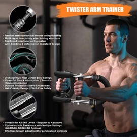 Twister Arm Trainer for Men with Chest Workout Equipment | Multi-Functional Advanced Challenges (60-90-120LBS, Adjustable Double Steel Spring Home Gym Fitness, Enhance Upper Body Muscle Strength