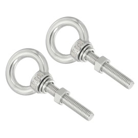 sourcing map M5 3/16"x1.18" Stainless Steel Eye Bolts Threaded Screw Eyebolt Shoulder Ring with Nuts Washers for Lifting Hanging, 2 Set
