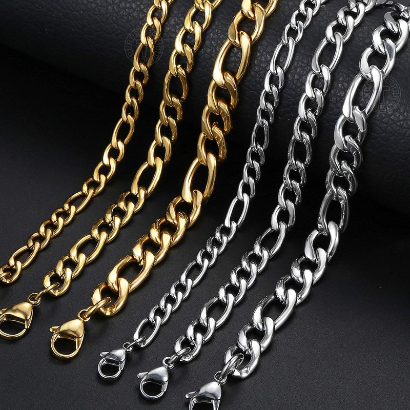 Trendsmax 5mm Figaro Link Chain Bracelet Stainless Steel Figaro Bracelet