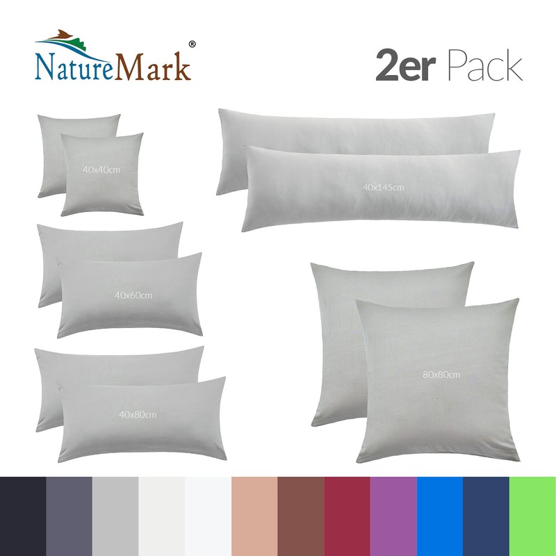 NatureMark Pack of 2 Jersey Cushion Covers, Side Sleeper Pillows,